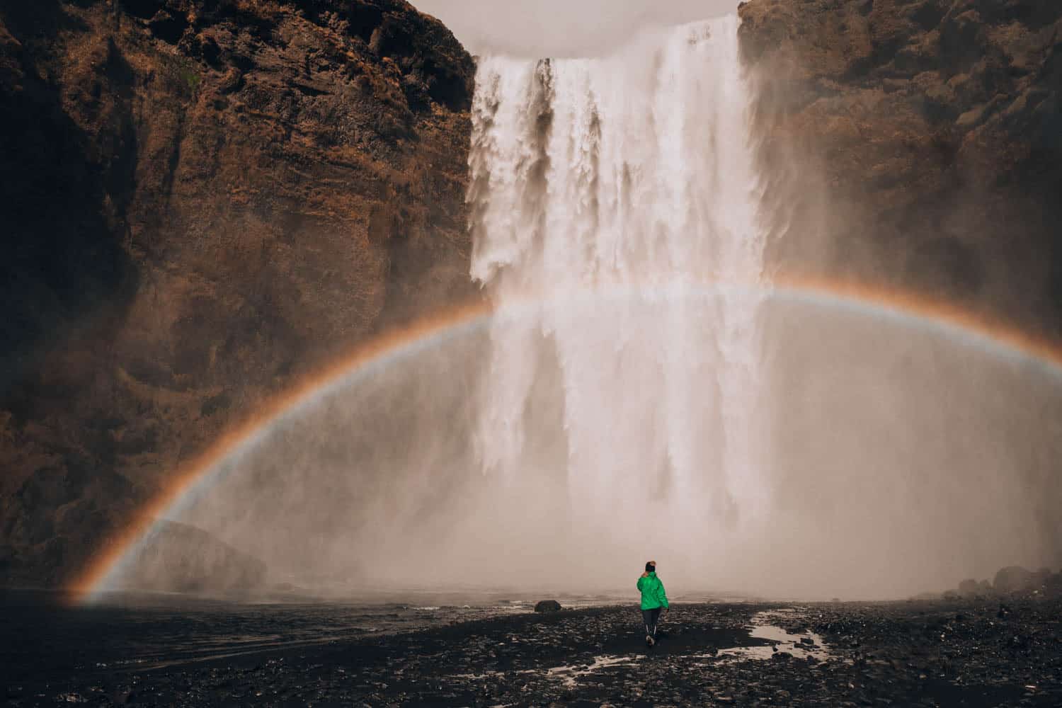 Rainbow at Skógafoss waterfall
