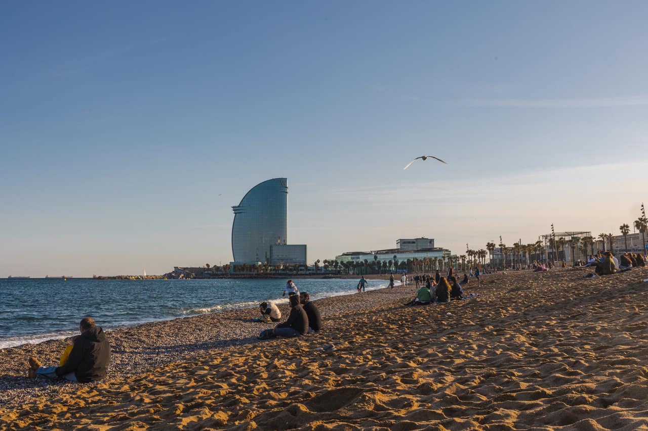 Pláž v Barcelone