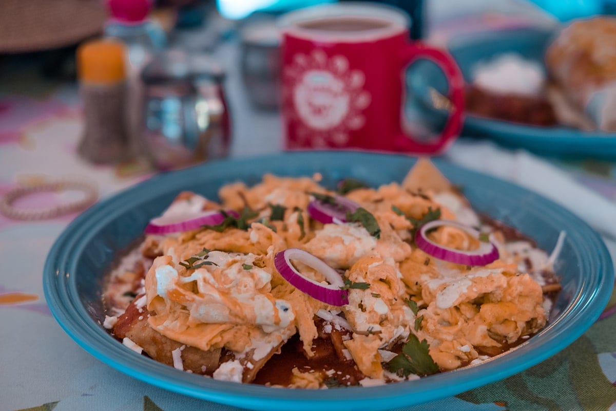 You can also get chilaquiles with scrambled eggs