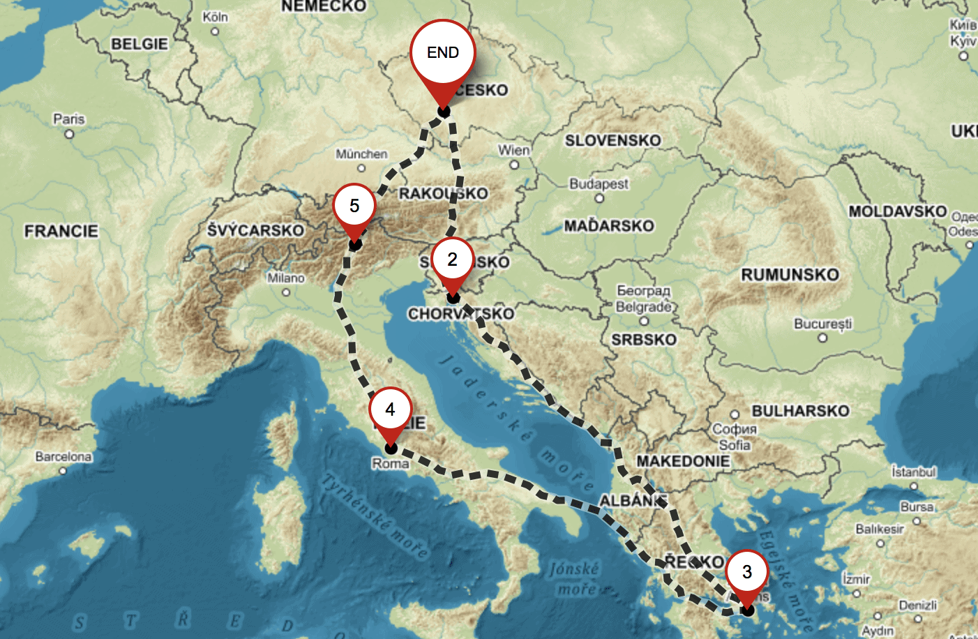 mapa trasy loudavym krokem