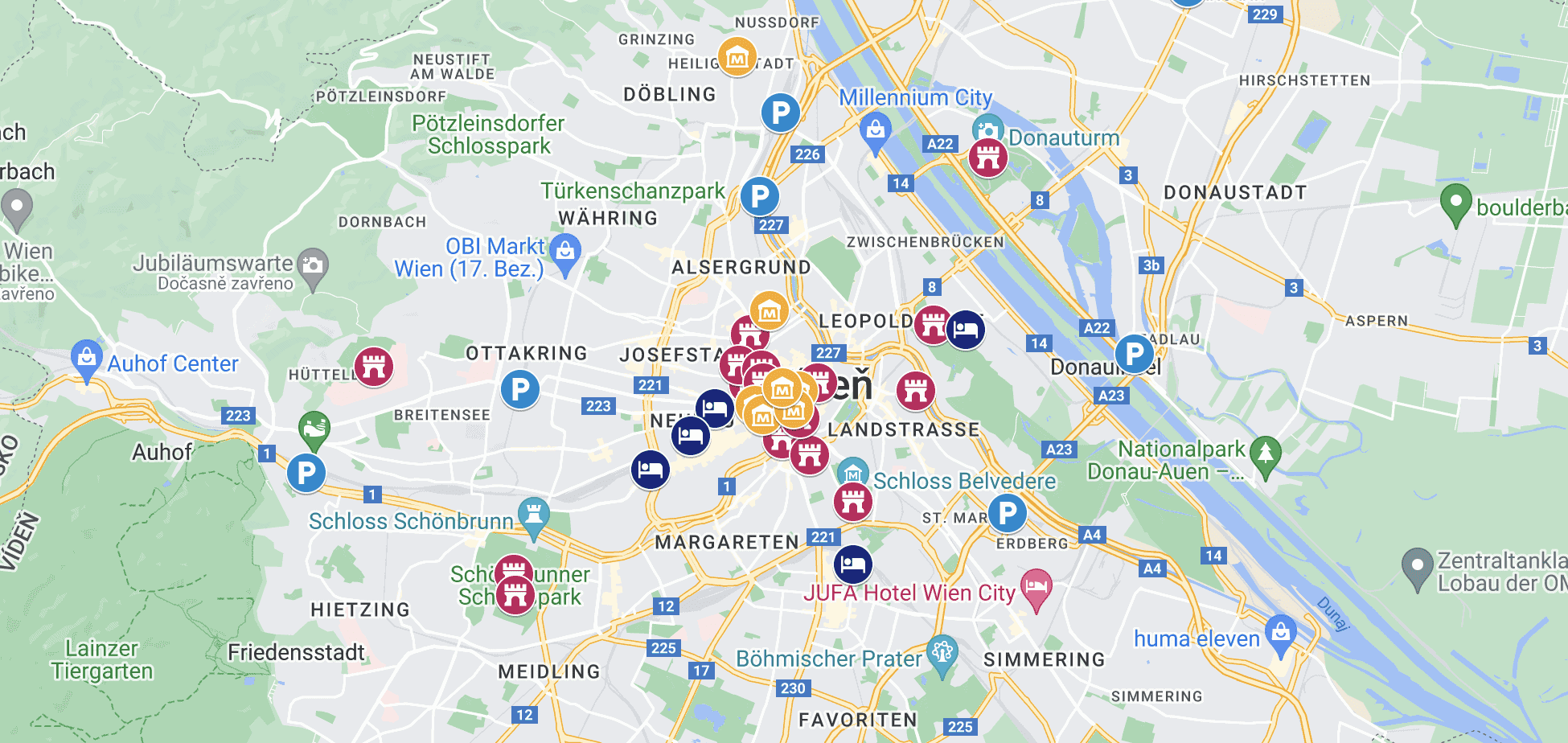 Mapa Viedne na stiahnutie